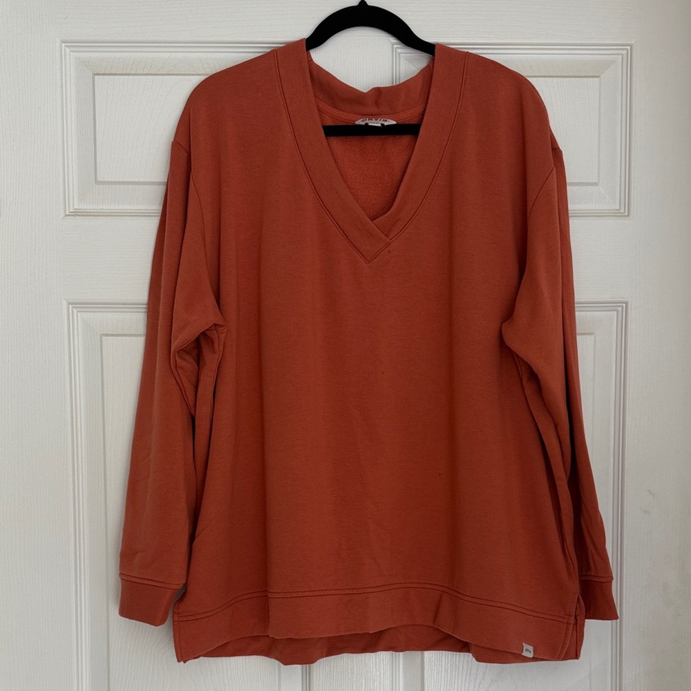 Orvis Terracotta V-Neck Women's Fleece Sweater XXL